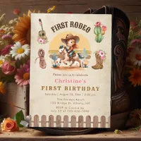 Cowgirl First Rodeo 1st Birthday Invitation