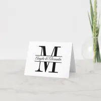 Personalized Wedding Split Monogram Thank You Card