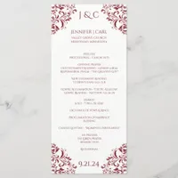 Marsala Wine Nadine Wedding Program - Tea-length