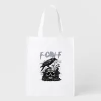 Funny F-Caw-F Crow Funny Halloween Retro Classic Grocery Bag