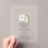 Coastal Old Money Beach Summer Birthday Party Acrylic Invitations