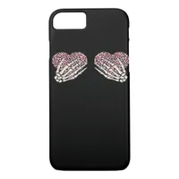 Funny Valentines Day Skeleton Hands Hearts Girl iPhone 8/7 Case