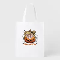 Hair Funny Pumpkin Halloween Boo - Political Humor Grocery Bag