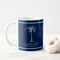 Elegant Blue Pale Teal Palm Tree Personalized Coffee Mug