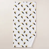 Exotic Toucan Birds Tropical Black White Pattern Bath Towel