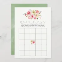 Floral Blush and Sage Baby Shower Baby Bingo Invitation