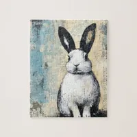 Mixed Media Rabbit Jigsaw Puzzle