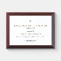 Employee of The Month Black Gold Typography Logo Award Plaque