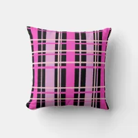 Fuchsia Pink and Black Plaid Throw Pillow