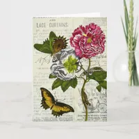 Vintage Floral Collage, Birthday Card