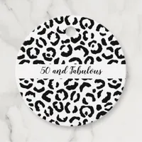 50 and Fabulous Black and White Cheetah Print Favor Tags