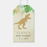 Gold Dinosaur Baby Shower Thank You  Gift Tags