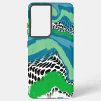 Green, Blue and Black Abstract Samsung Galaxy S21 Ultra Case