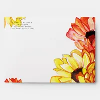 Red and Yellow Watercolor  Floral Envelope