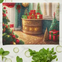 Festively decorated room, traditional Christmas  Kitchen Towel