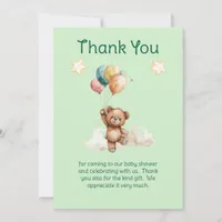 Sweet Little One on the Way Green Baby Shower  Thank You Card