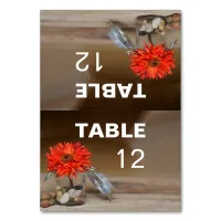 Orange Flower in Mason Jar To Fold Table Number