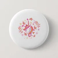 Unicorn in Pink and Orange Button