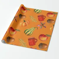 Autumn Fall Halloween Pumpkin Spice Rust Orange  Wrapping Paper