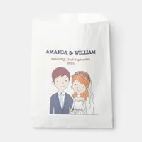 Simple, Cartoon-Iike  Spouses Illustration Wedding Favor Bag