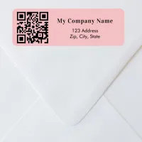 Pink business qr code return address label