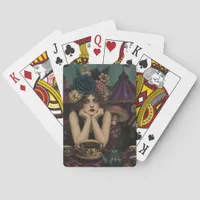 Woman Drinks Tea at the Circus With Black Goat Poker Cards