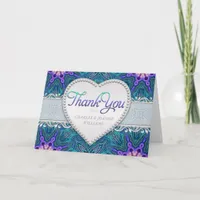 Purple Aqua Teal Elegant Thank You Cards