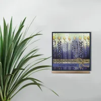 Beautiful Candles Happy Hanukkah Square Faux Canvas Print