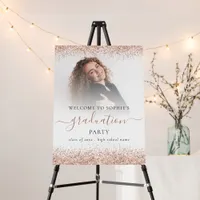 Rose Gold Glitter Photo Overlay Welcome Graduation Foam Board
