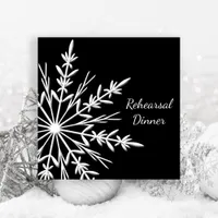 Black and White Snowflake Wedding Rehearsal Dinner Invitation