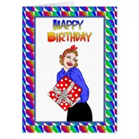 Jumbo-Sized Retro Pop Art style Birthday    Card