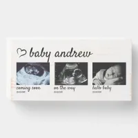 Baby Sonogram 3 Photo Grid Ultrasound Keepsake  Wooden Box Sign