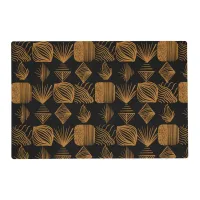 Bold Caribbean Tribal Mudcloth: Black, Gold Placemat