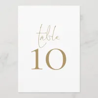 Elegant Gold Script Wedding Table Number Card