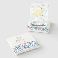 Vibrant Mexican Floral Fiesta Wedding Stone Coaster