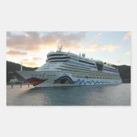 AIDAluna Cruise Ship in Road Town on Tortola Rectangular Sticker