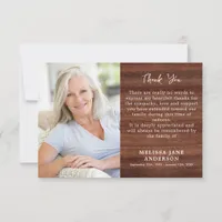 Funeral Rustic Memorial Custom Photo Sympathy Thank You Card