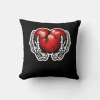 Skeleton Hands Hearts Cute Halloween Retro Throw Pillow