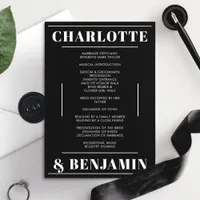 Modern Bold White Black Minimalist Wedding Program