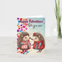 Valentine for him, for her, hedgehog love holiday card