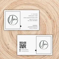 Custom Simple 2 Logos Qr Code Corporation Business Card