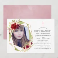 Burgundy and Blush Geometric Confirmation Invitation
