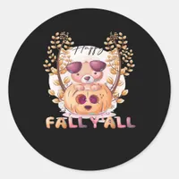 It’s Fall Y’all Pumpkin Halloween Cat Autumn Classic Round Sticker