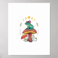 Cottagecore Aesthetic Goblincore Frog Wizard On Mu Poster