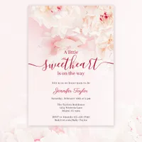 Pink Peony Little Sweetheart Girl Baby Shower Invitation