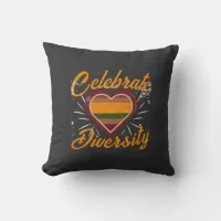 Celebrate Diversity Heart Gradient  Throw Pillow