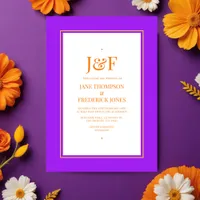 Trendy Typography Purple, Orange & Yellow Wedding Invitation