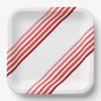 Paper Plate - Shades of Red Diagonal Stripes