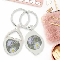 Ellis Rowan Blue White Water Lily Vintage Flowers Keychain