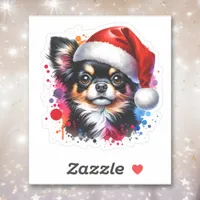 Chihuahua Dog in Santa Hat Christmas   Sticker